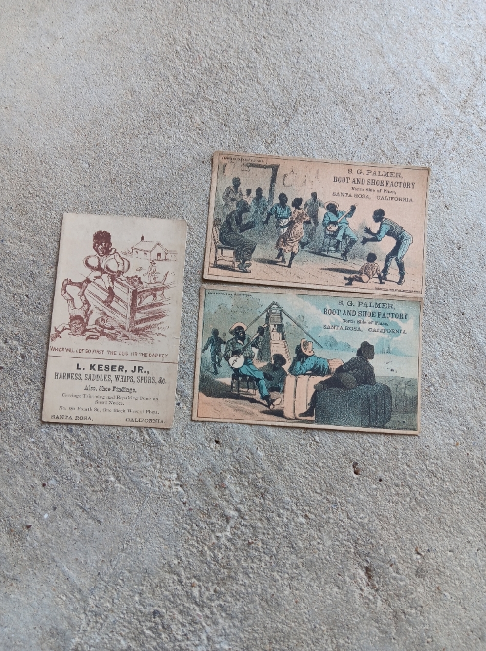 Vintage Set of 3 Trading Cards 19th century adverting Santa Rosa California